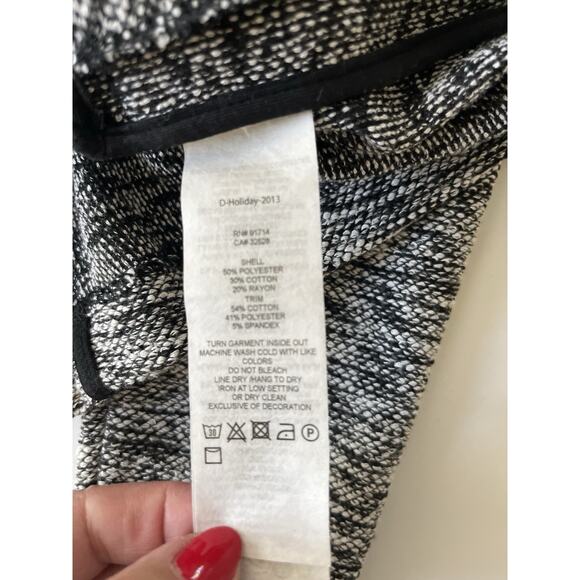 Armani Exchange Jacket Blazer Women S/P Black White Knit Fitted Zip Up Moto - Picture 7 of 8